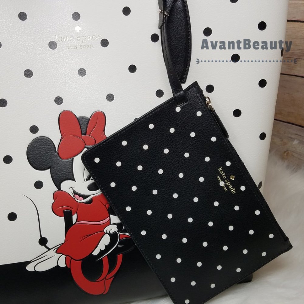 Disney x kate spade new york minnie mouse tote bag Polka Dot Coin Purse Black - Picture 9 of 16